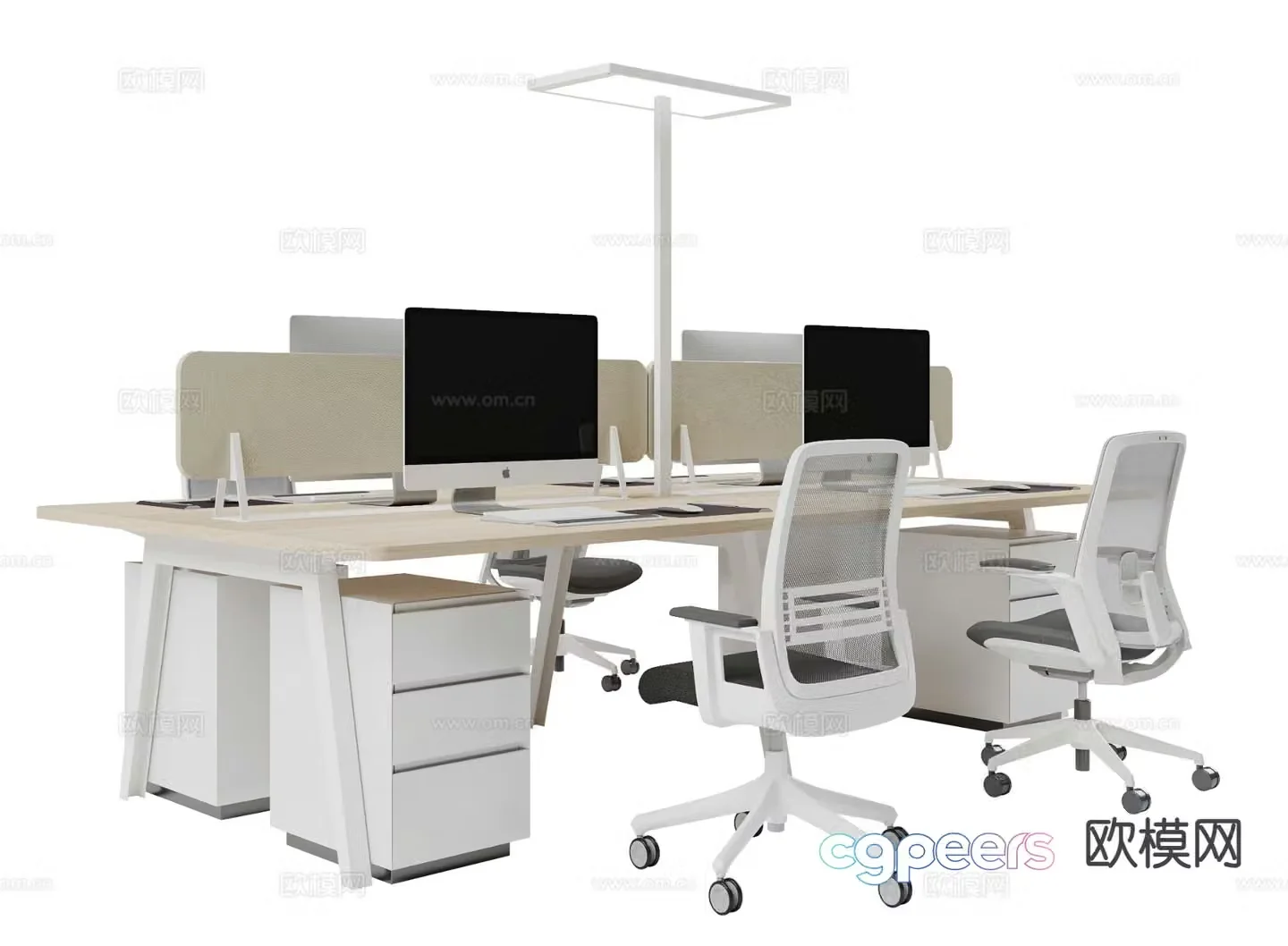 Card space desk work station post 3d model