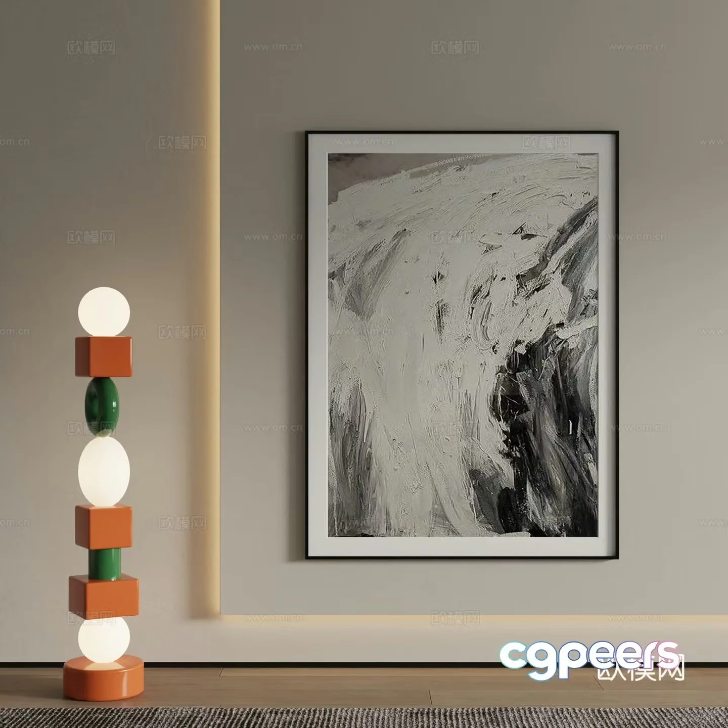 Modern decorative painting Texture painting 3d model