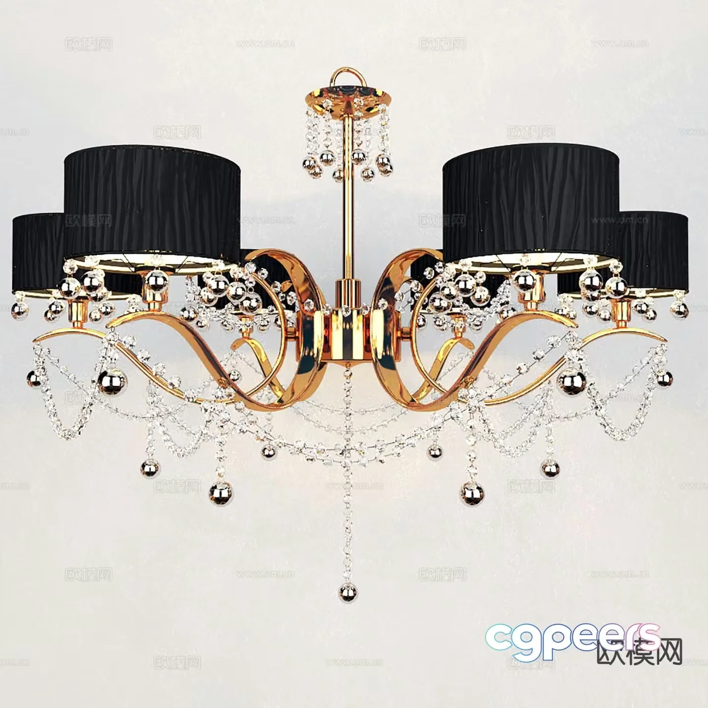 Light luxury chandelier hall chandelier 3d model