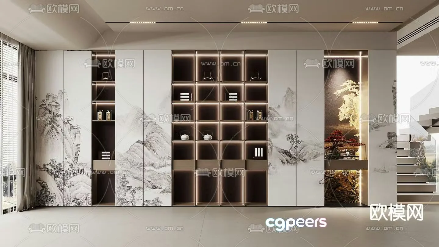 New Chinese style decorative cabinet 3d model