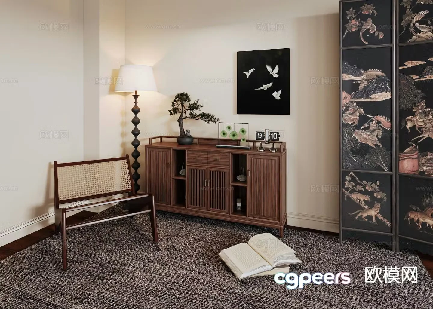 New Chinese style leisure chair 3d model