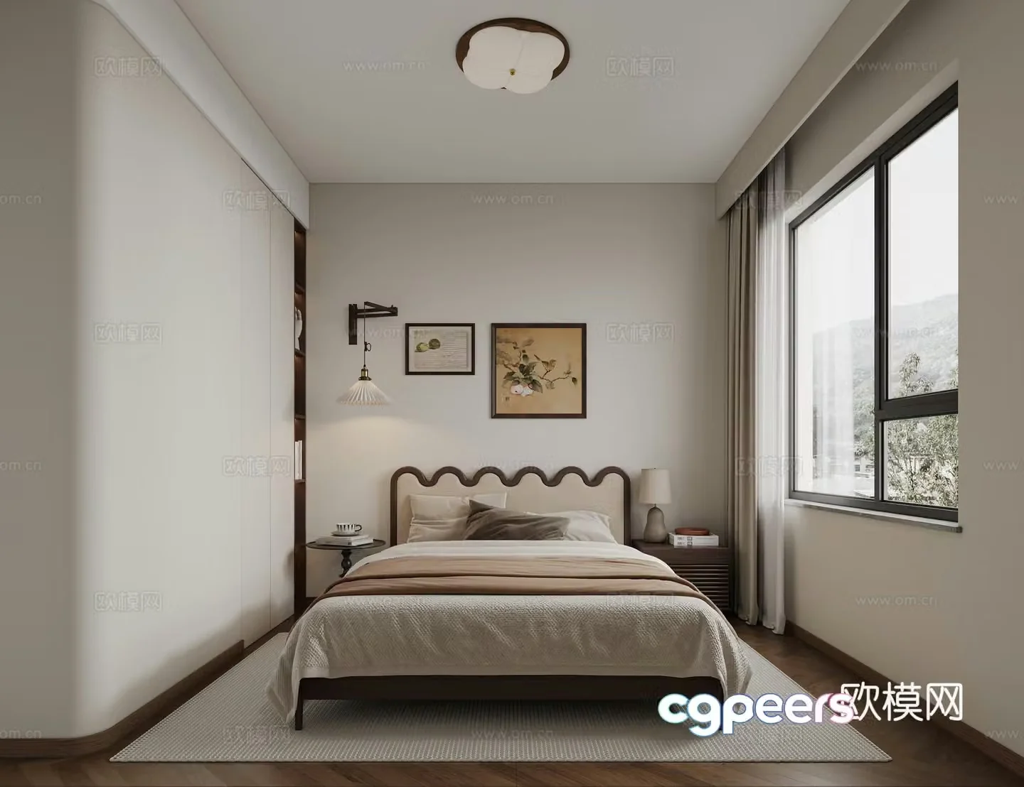 Middle style bedroom Wasabi style bedroom Retro bedroom Bedroom 3d model