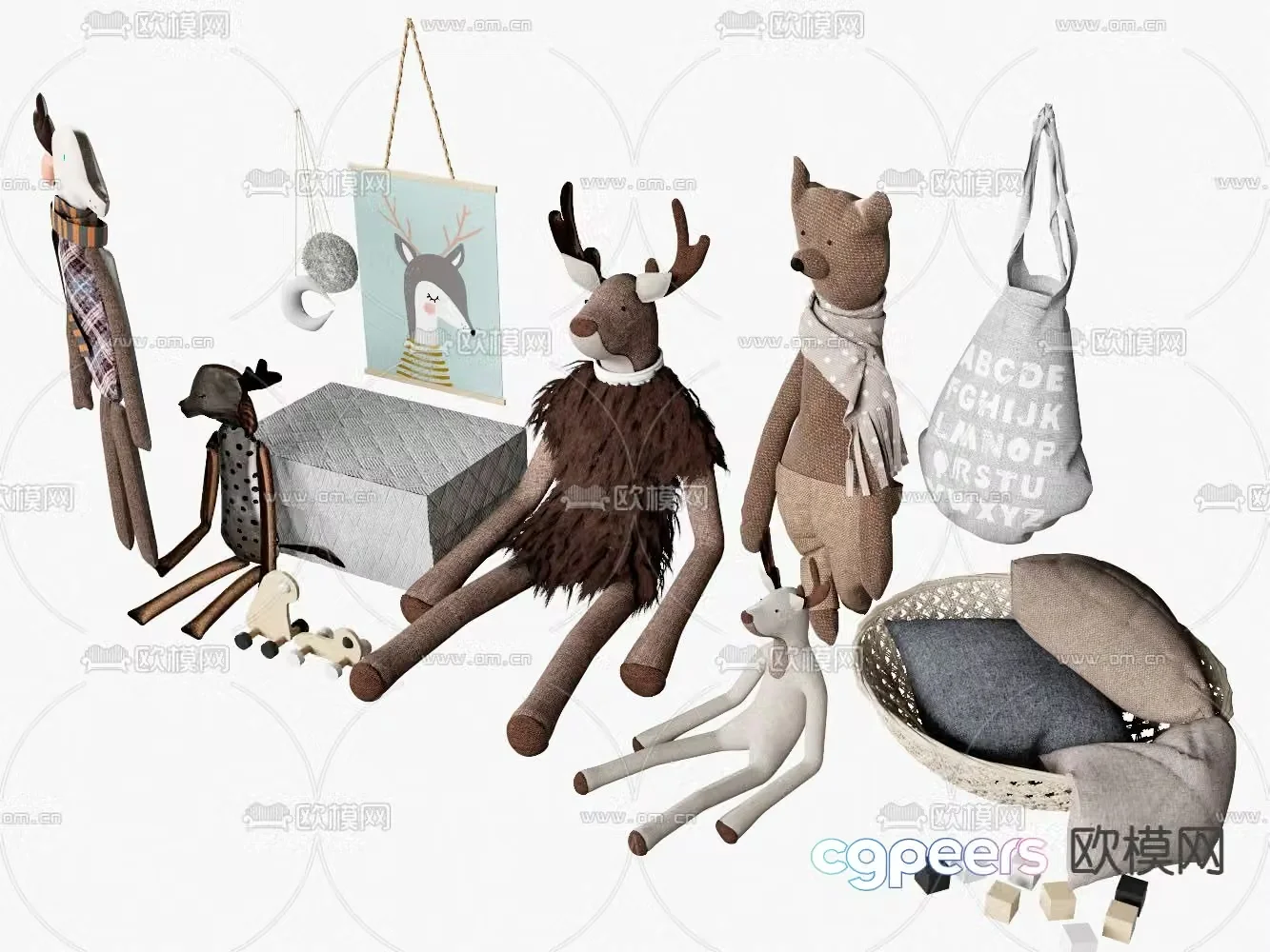 Plush toy ragdoll doll 3d model