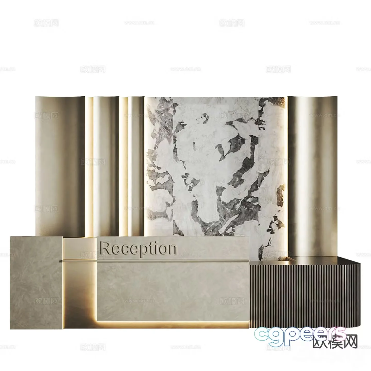Marble front desk reception desk 3d model