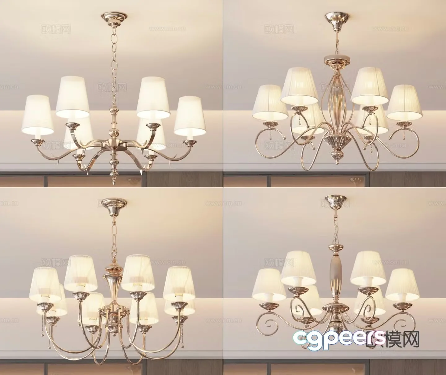 American chandelier multi-head chandelier 3d model