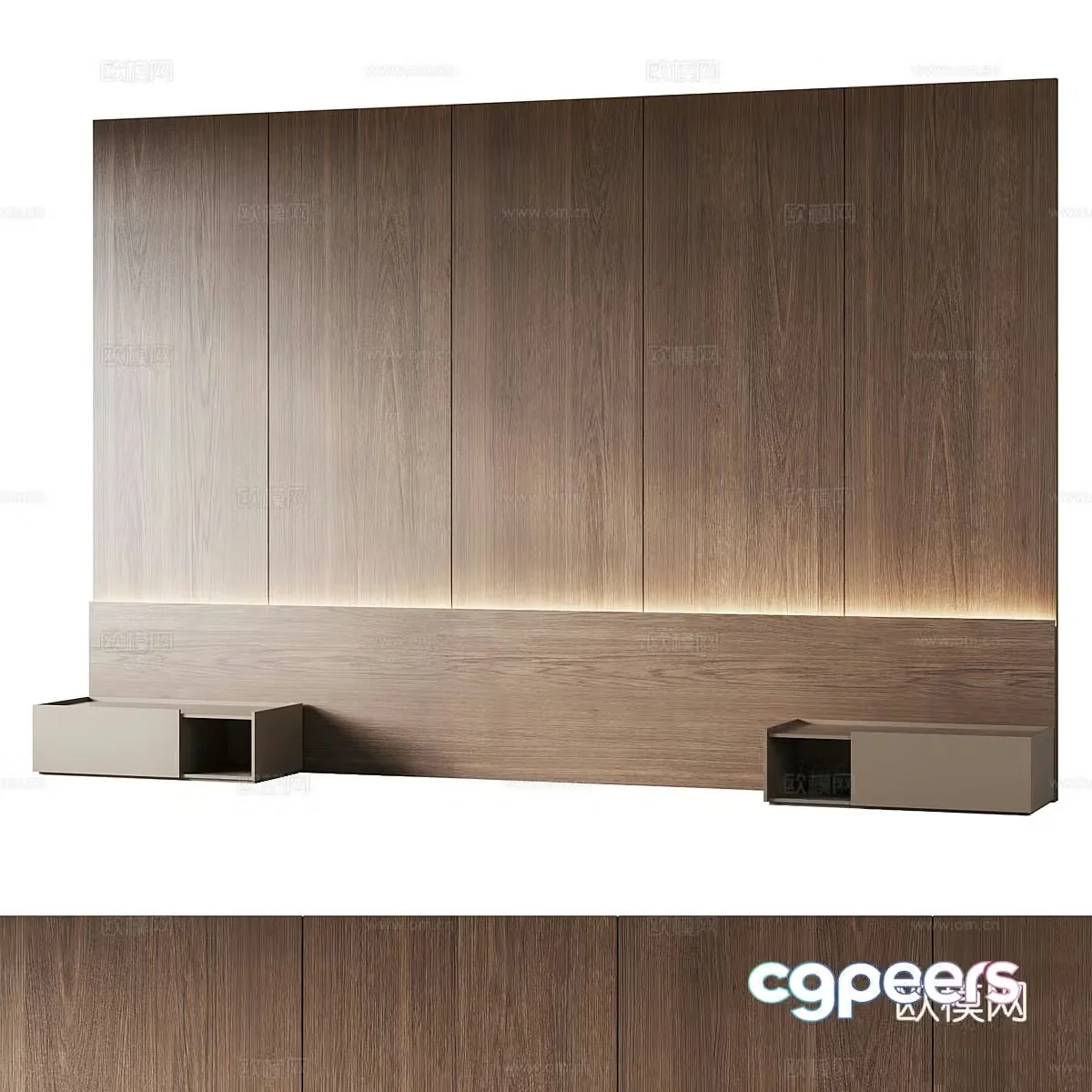 Modern Italian minimalist bedside background wall 3d model