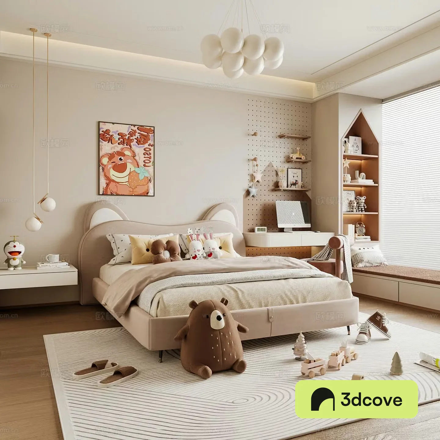 Modern children’s room girl’s room kid’s room d model