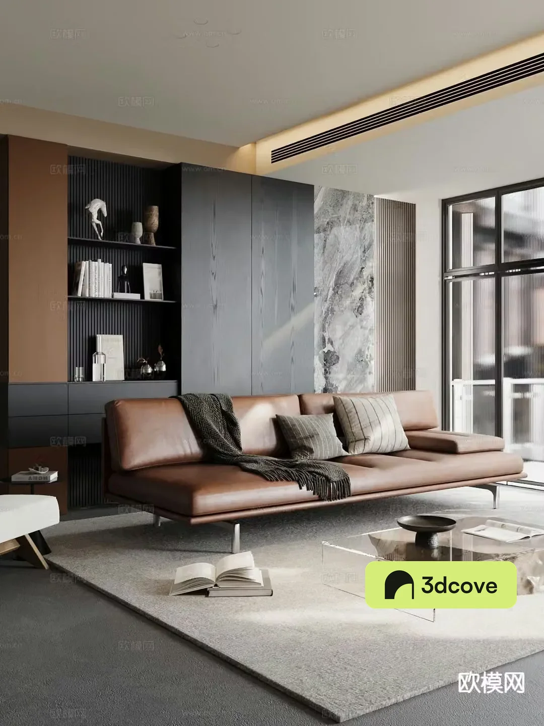 Double sofa leather sofa