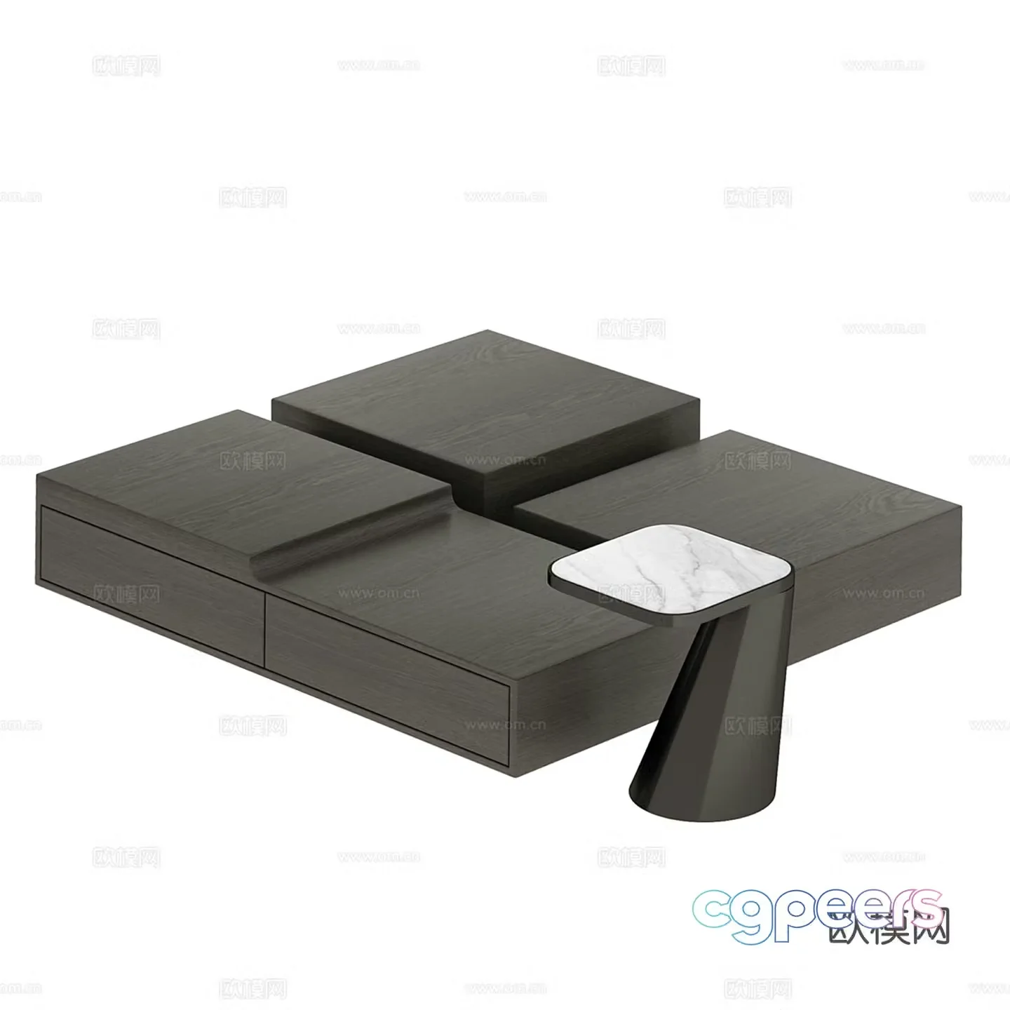 Modern coffee table combination 3D model