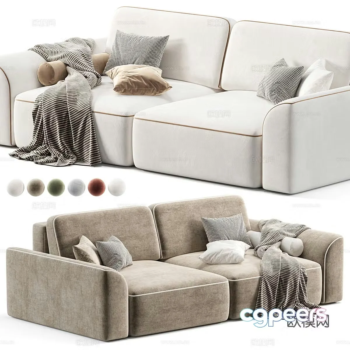 Modern Creamy Mdehouse Boston Sofa 3d Model
