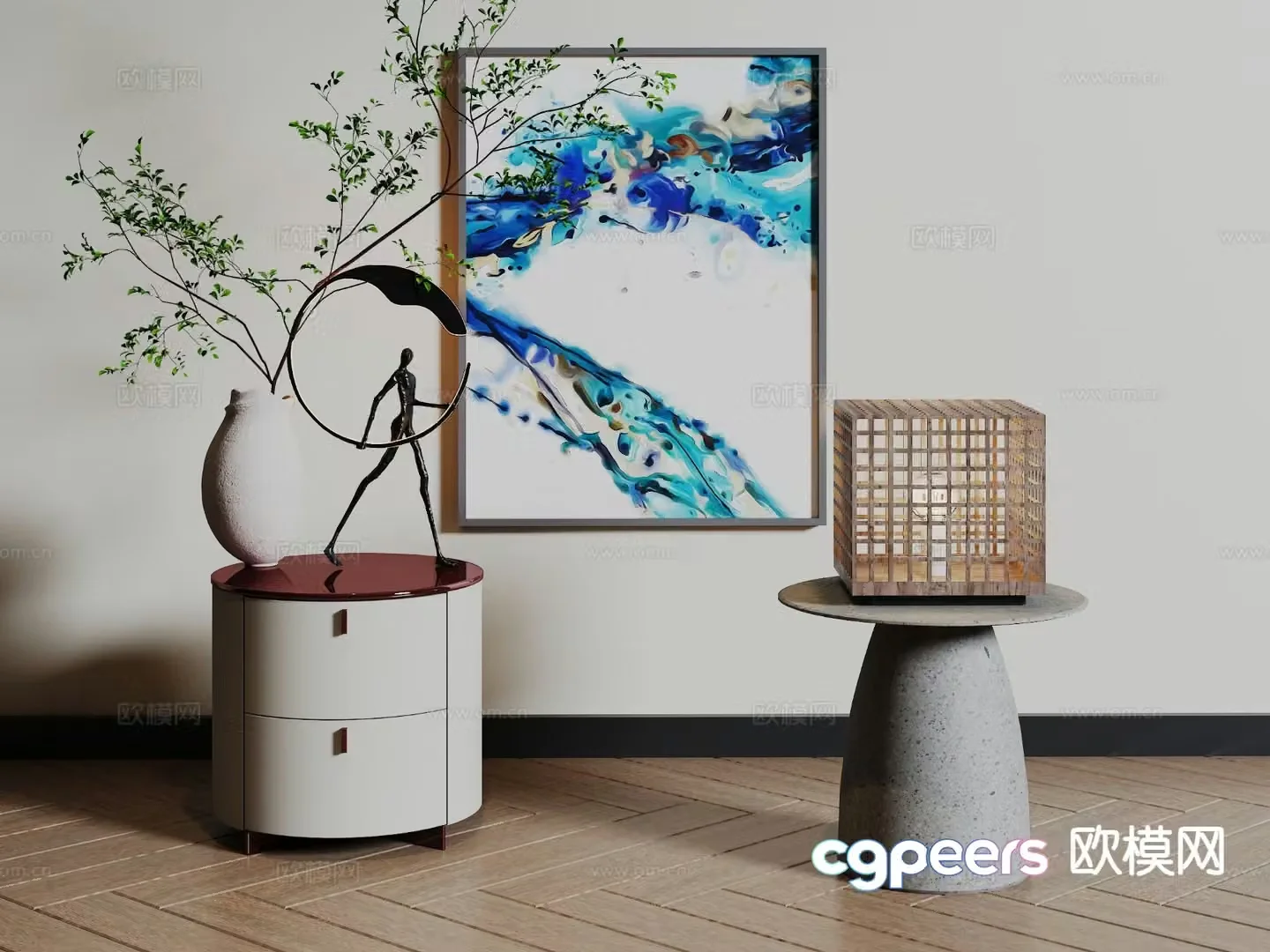Modern bedside table 3d model