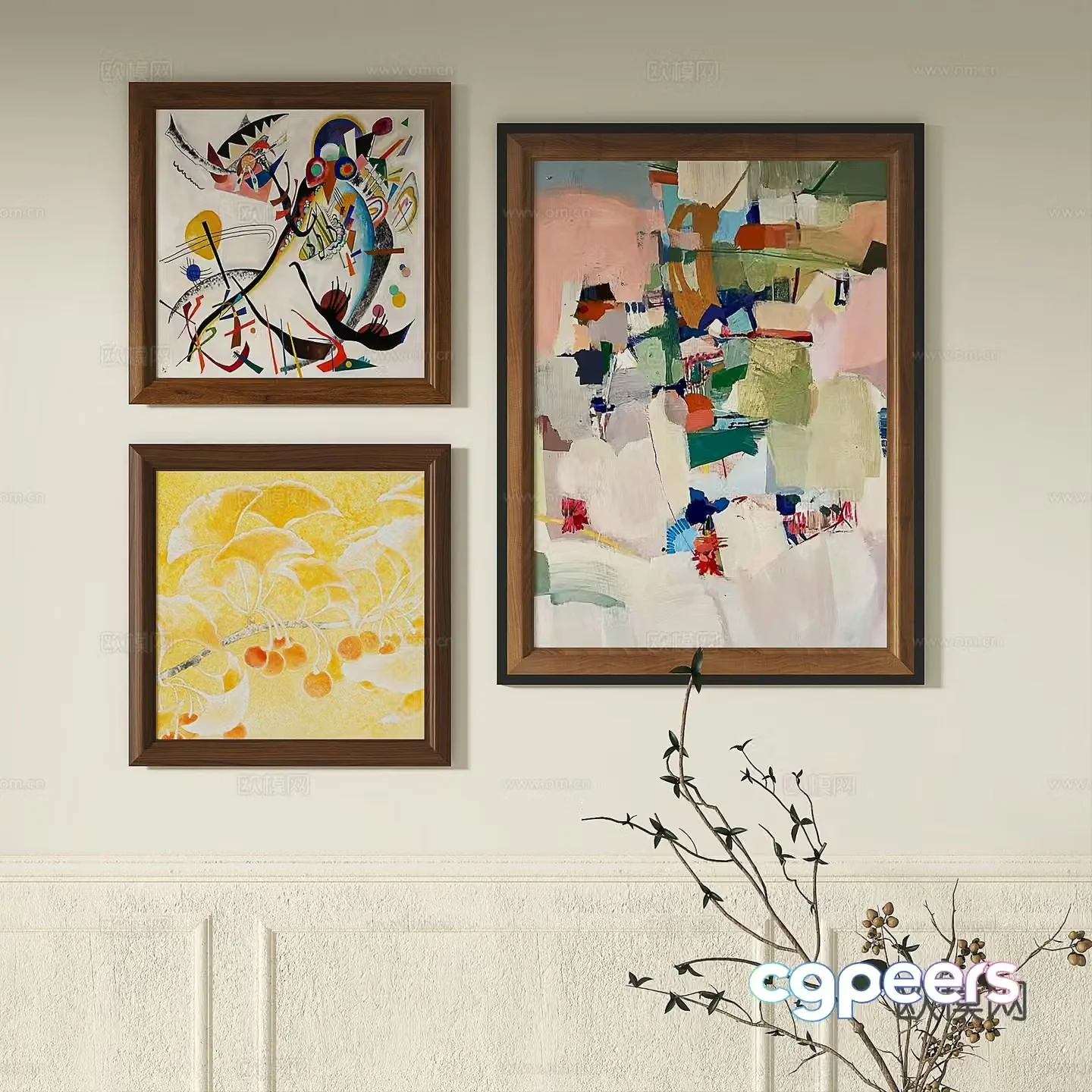 French retro abstract decorative painting 3d model