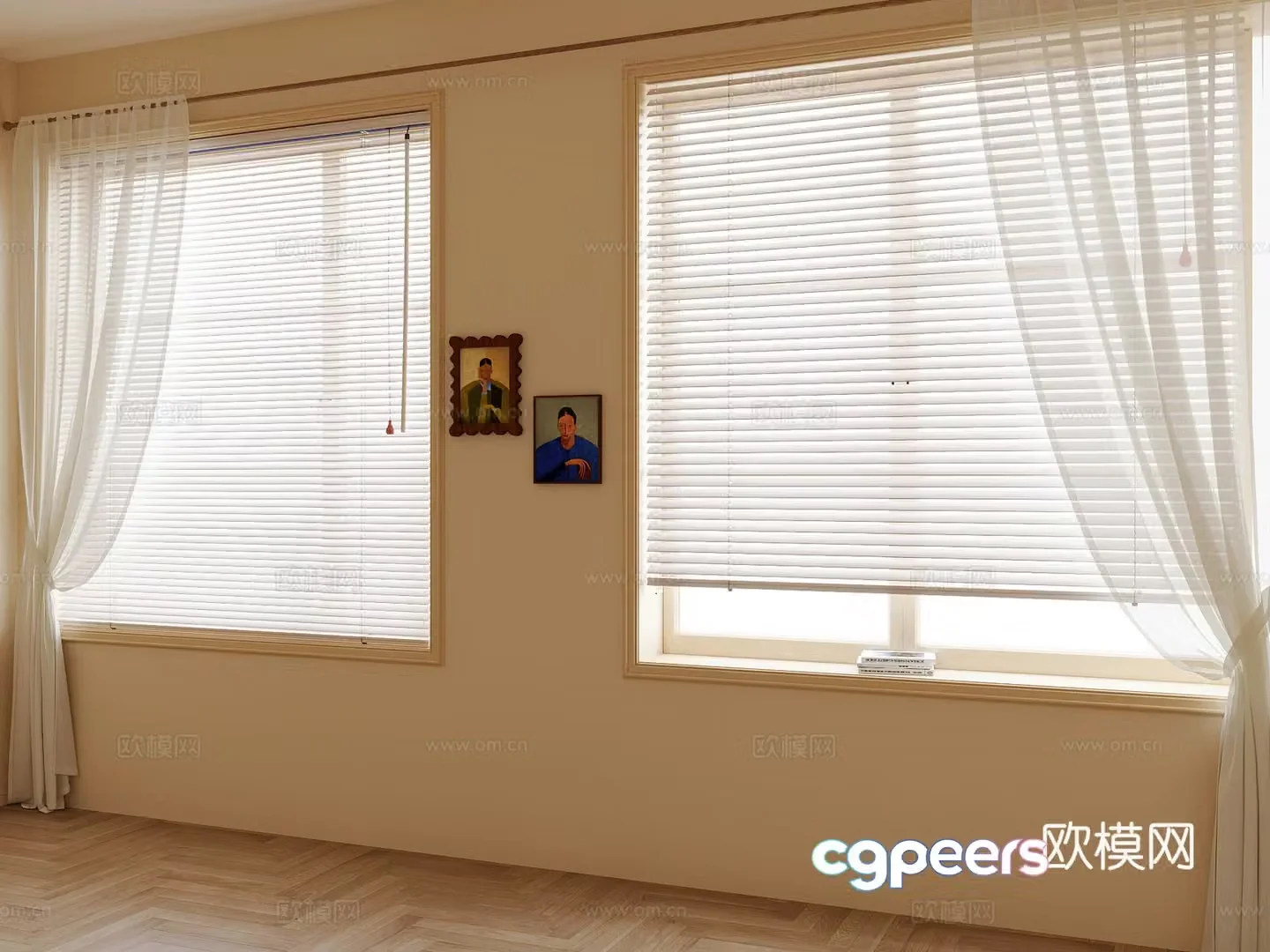 Modern venetian blinds gauze curtains curtains 3d model