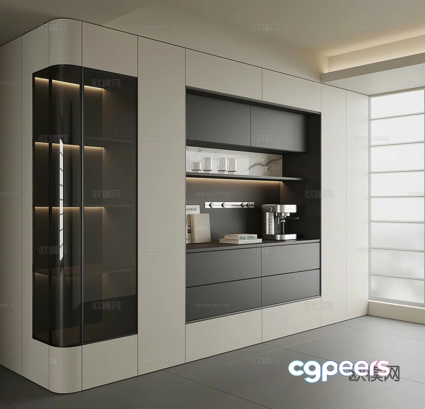 Modern Kitchen Cabinets 3D Model – 16786 – VRAY Render