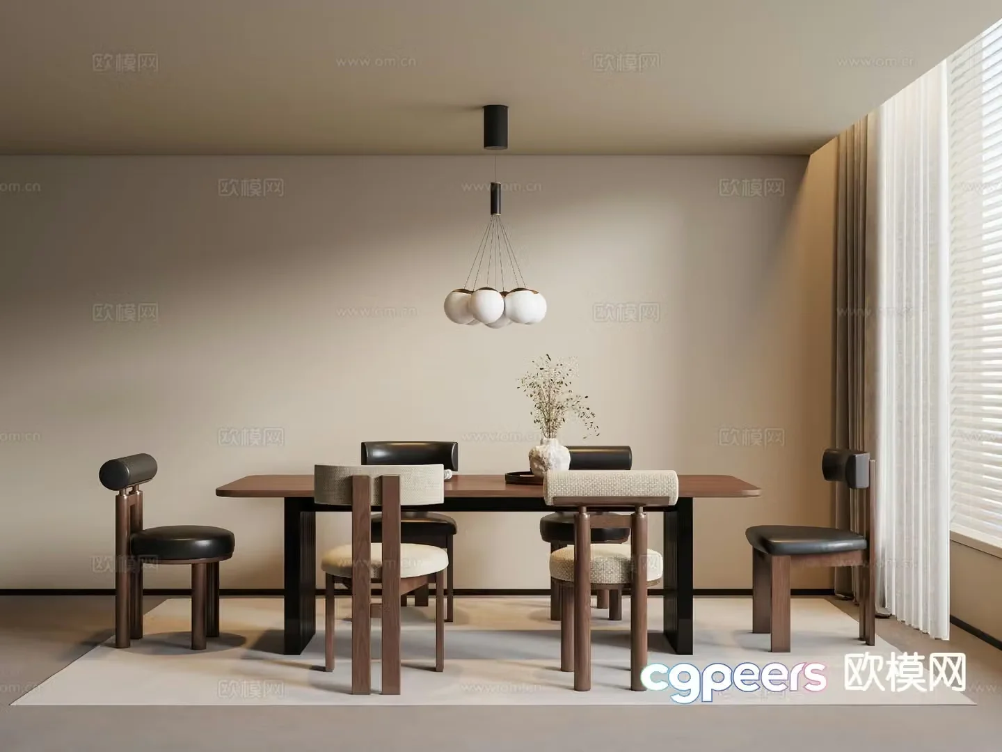 Medieval style dining table and chairs bar dining table 3D model