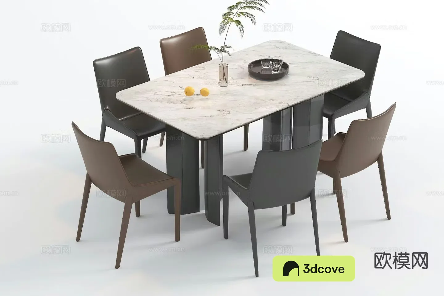 Modern marble dining table and chairs