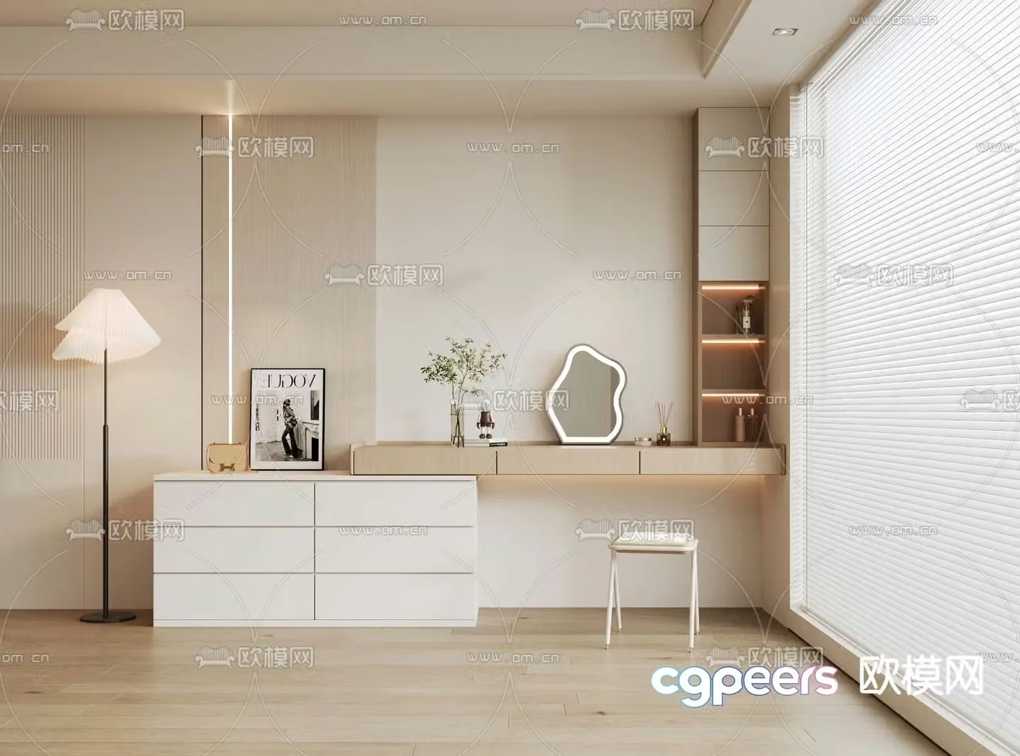 Cream style dresser 3d model