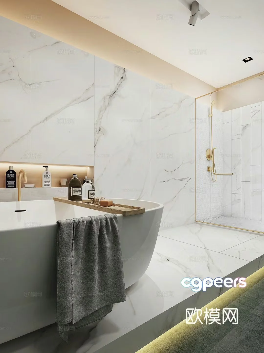 Modern bathroom bathtub bathing supplies 3d model