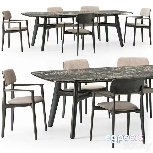 3ds Max Free – Poliform Curve dining table armchair set