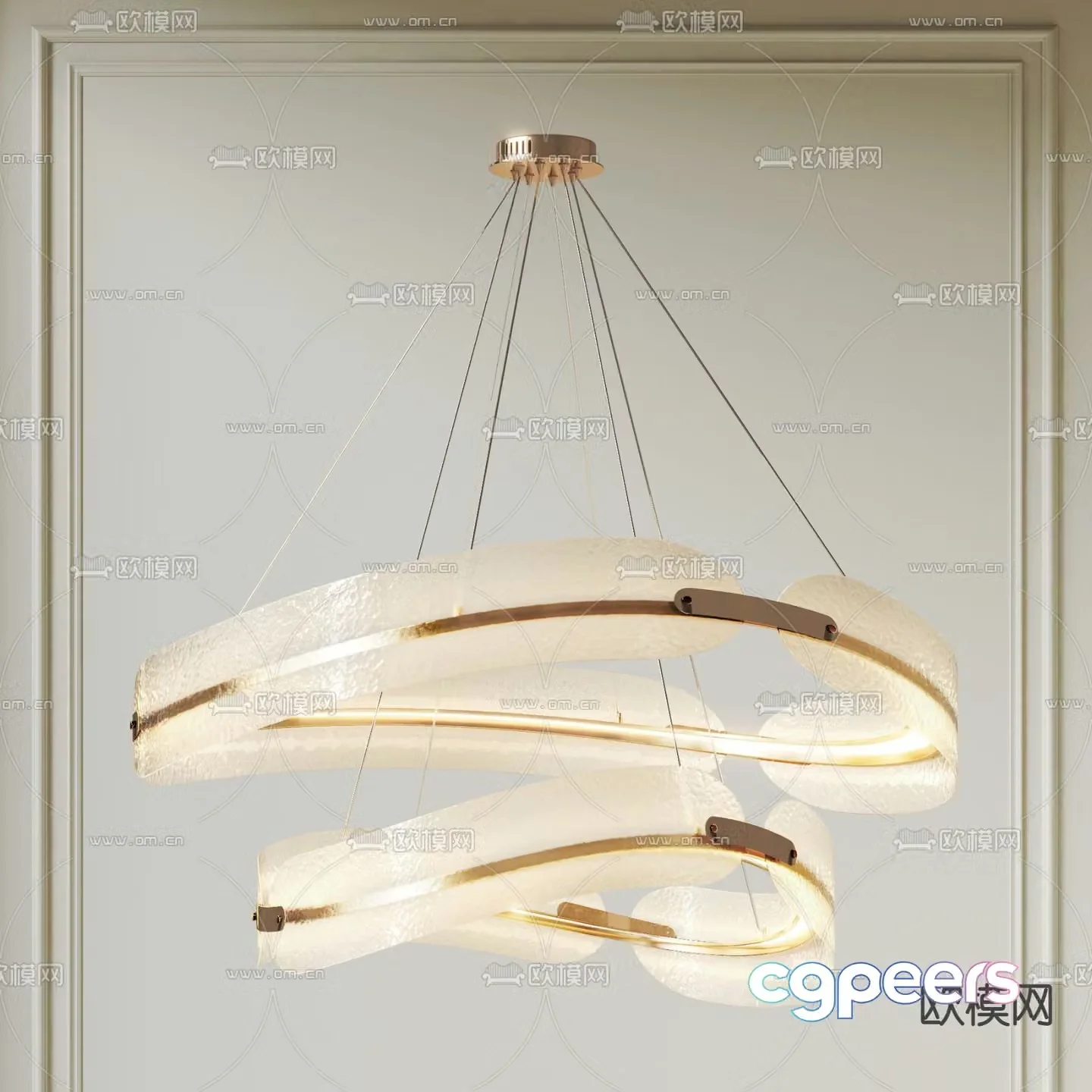 Light luxury chandeliers glass chandeliers 3D model