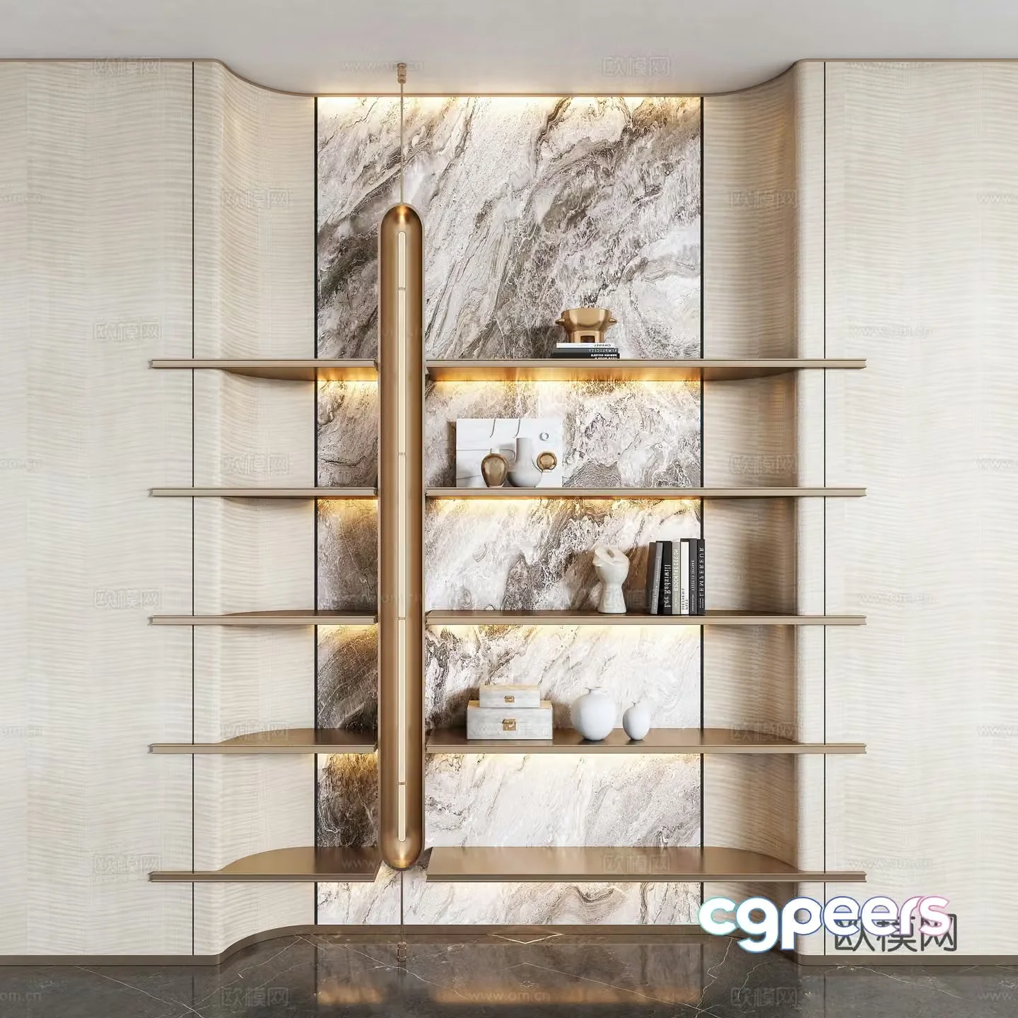 Modern Italian light luxury shelf 3D model