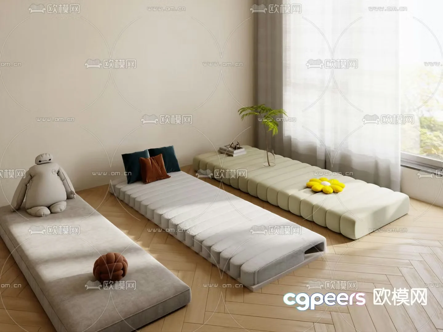 Cushion bay window cushion 3d model
