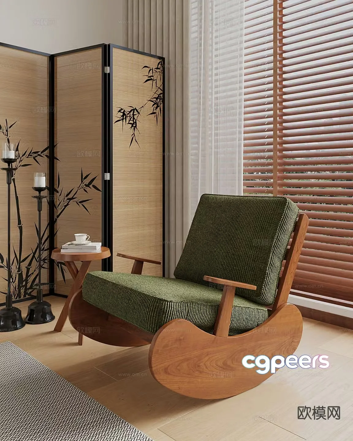 Medieval style retro chair rocking chair leisure chair 3d model