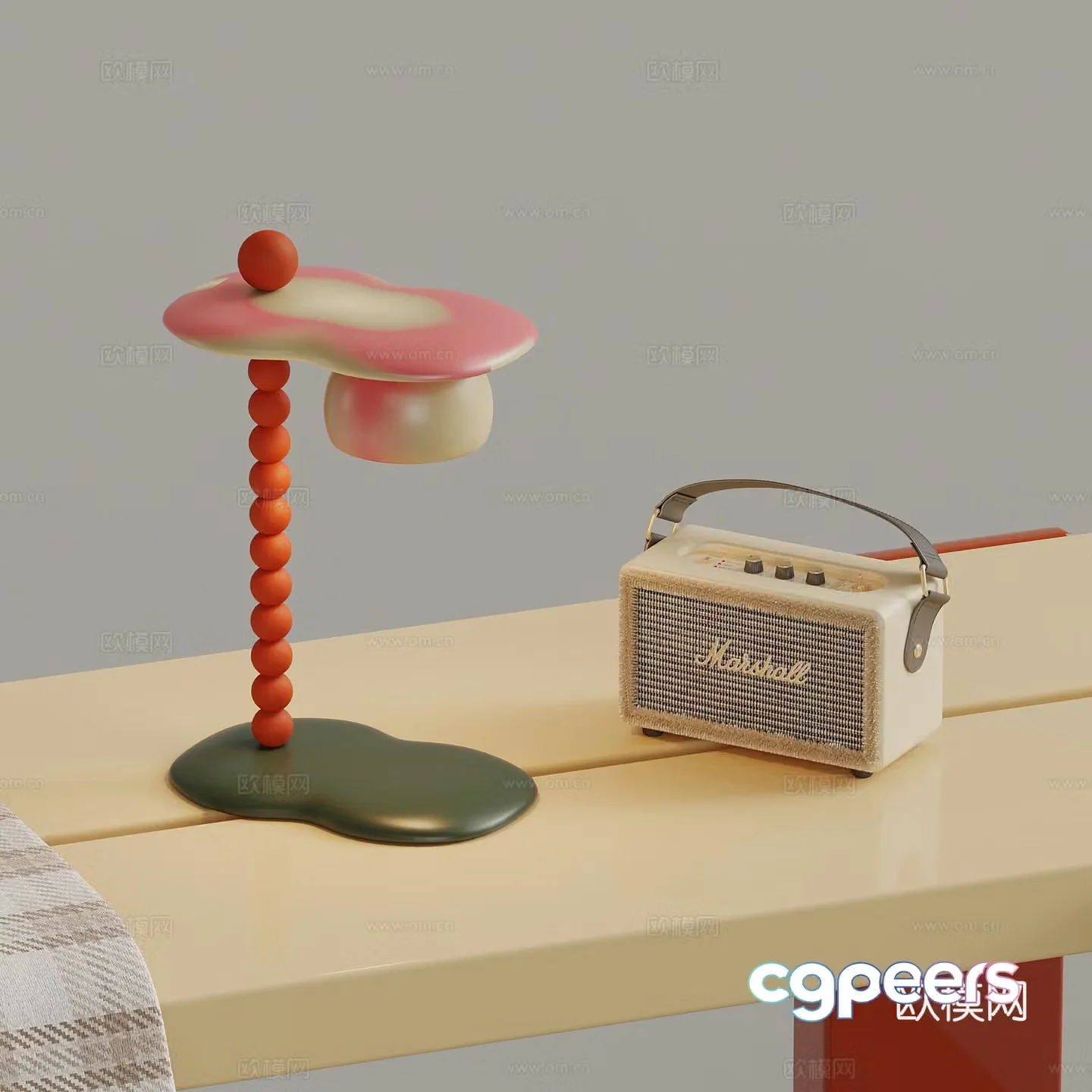 Ornament combination modern cream wind lamp radio 3d model