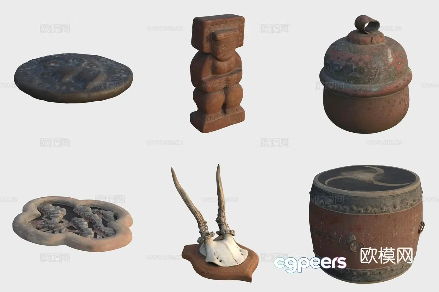 Ancient retro interior items ornaments ornaments drum 3d model
