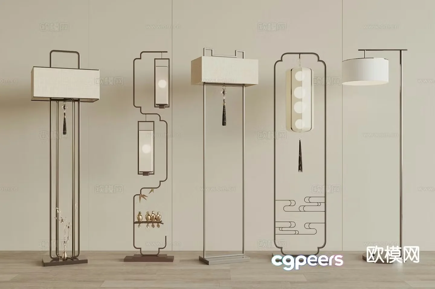 New Chinese style floor lamp 3d model