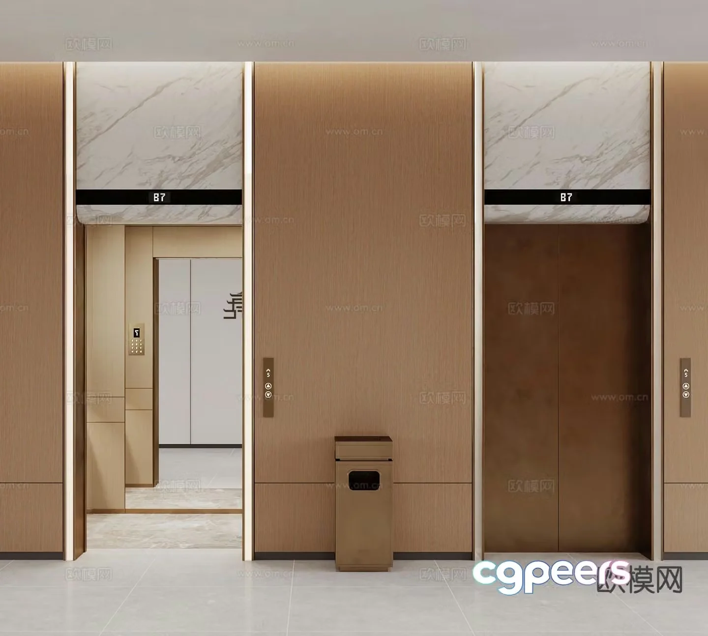 Modern elevator hall elevator 3d model