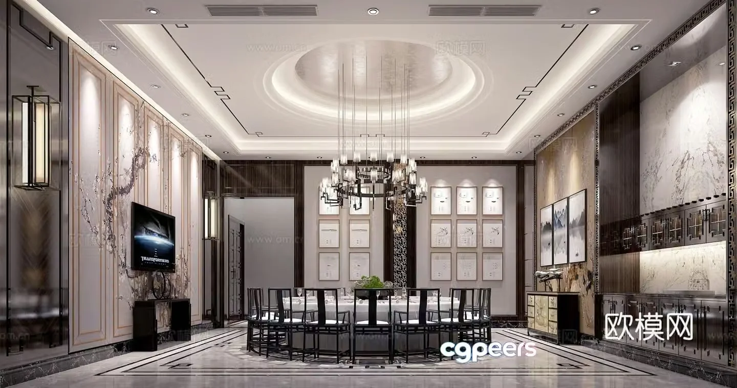 New Chinese style restaurant private room private room 3D model