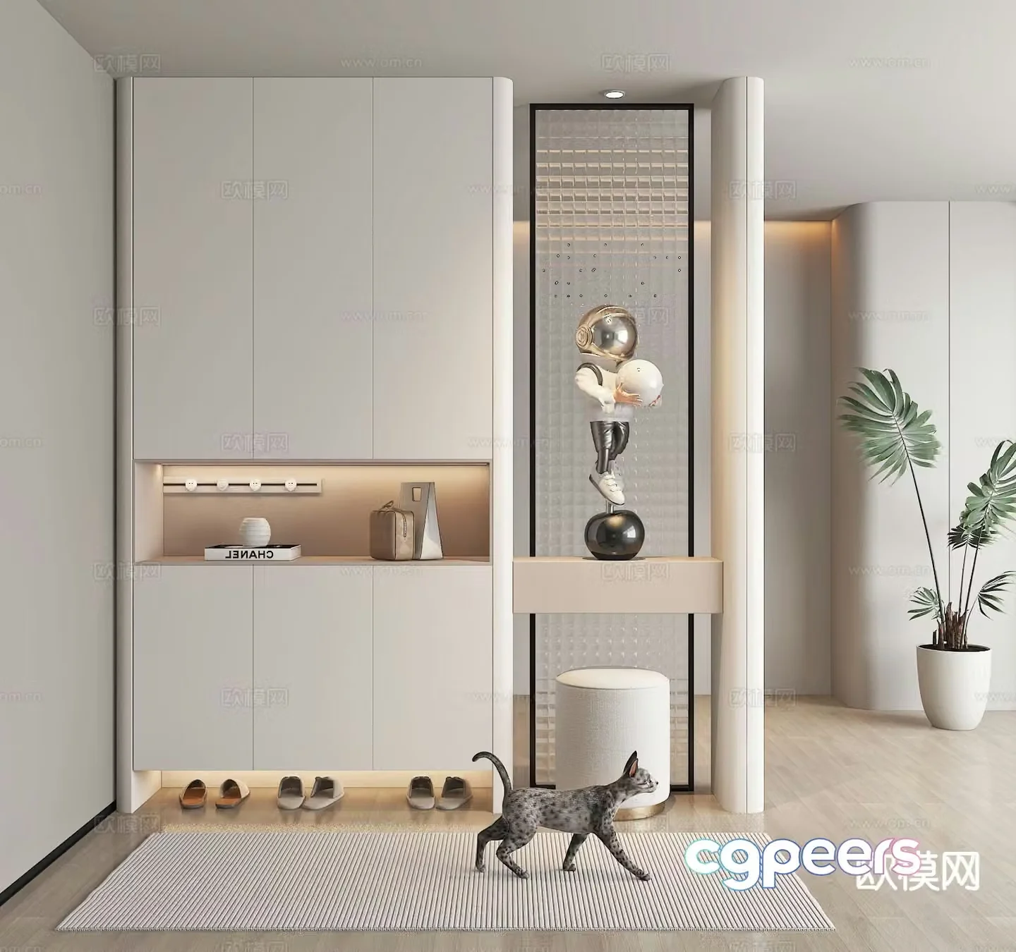 Modern entrance shoe cabinet 3d model