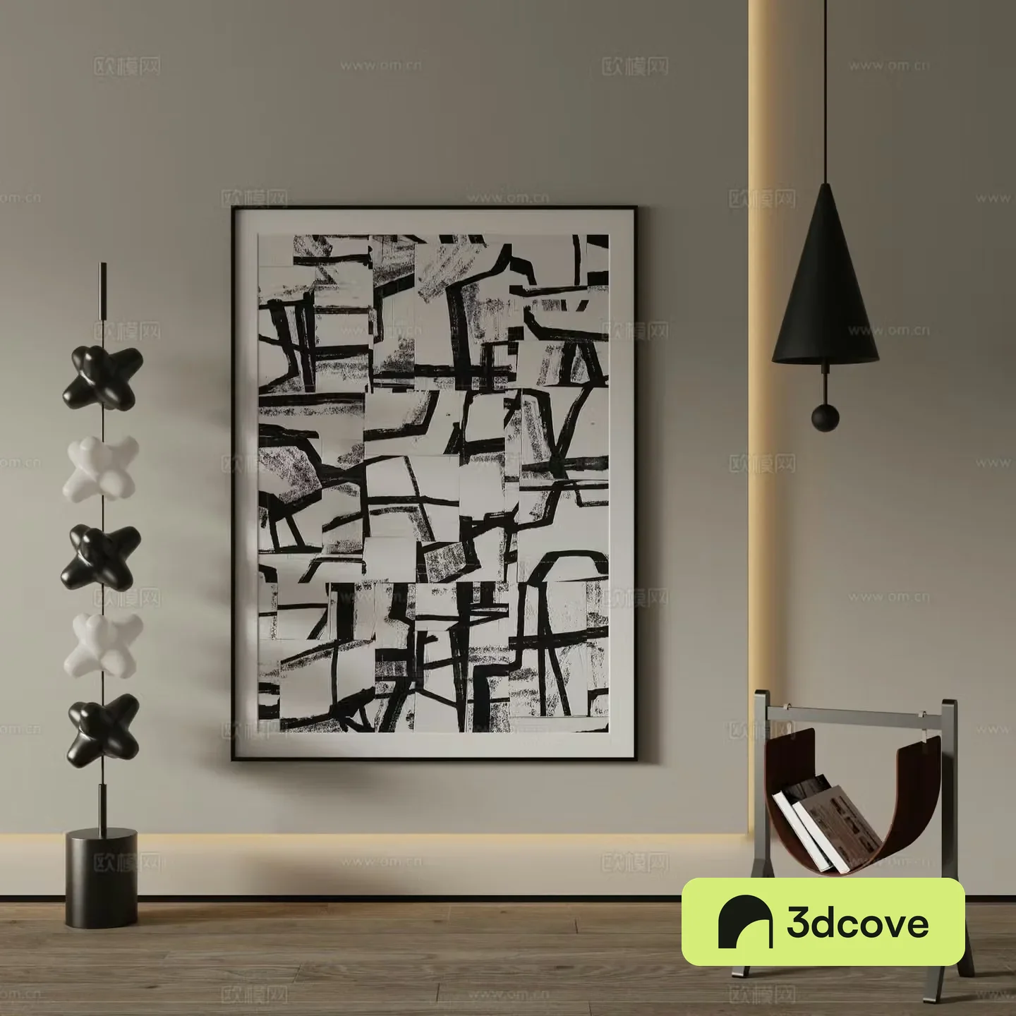 Modern decorative painting black and white abstract painting