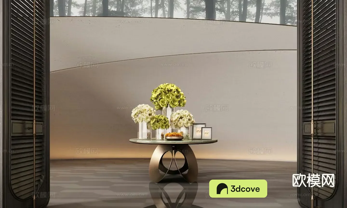Italian hotel end view deck green plants moss