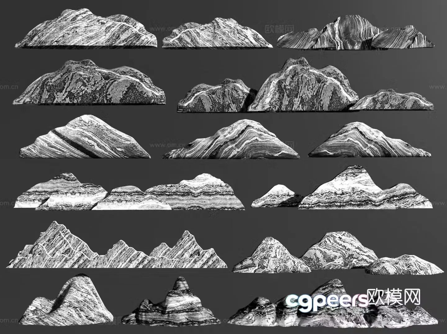New Chinese style Xuelang stone rockery stone Taishan stone landscape stone 3D model