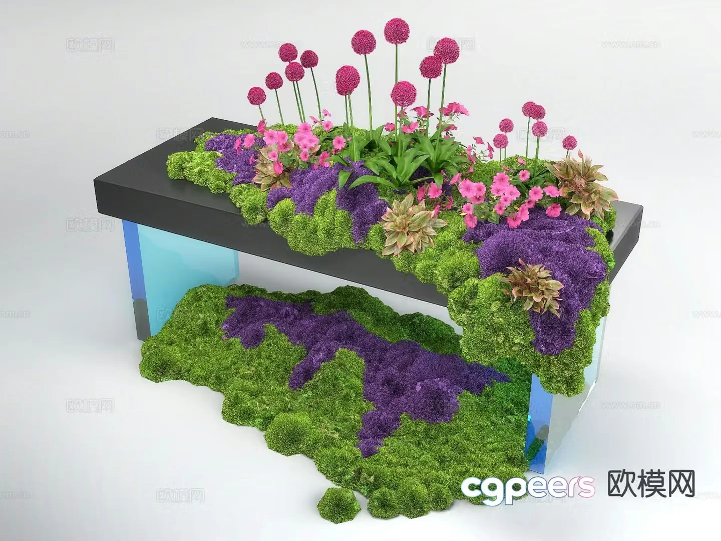 Bryophyte installation green plant landscaping 3D model