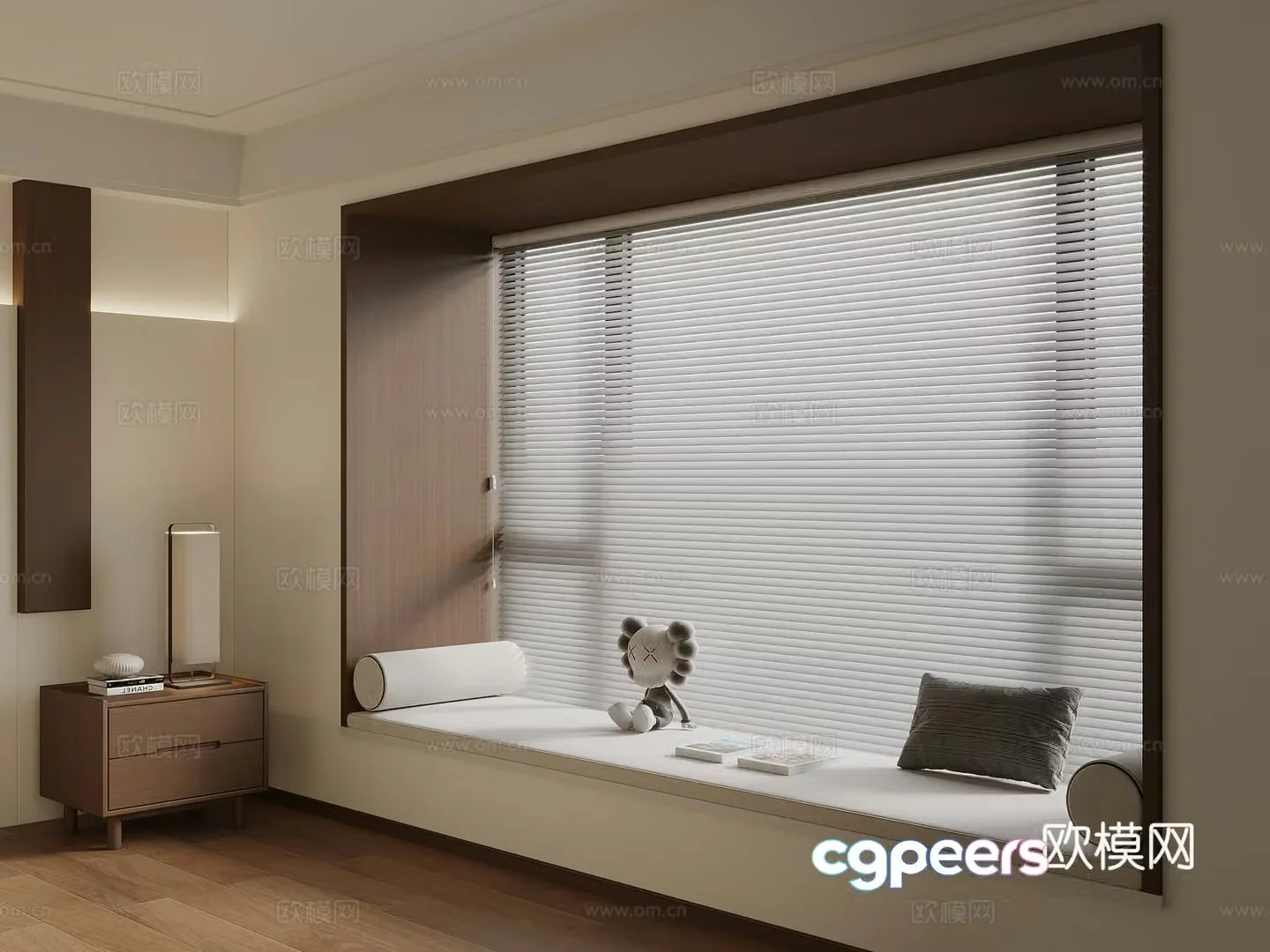 Modern Venetian blinds blinds cushions pillows books ornaments roller blinds bay window cushions 3d model