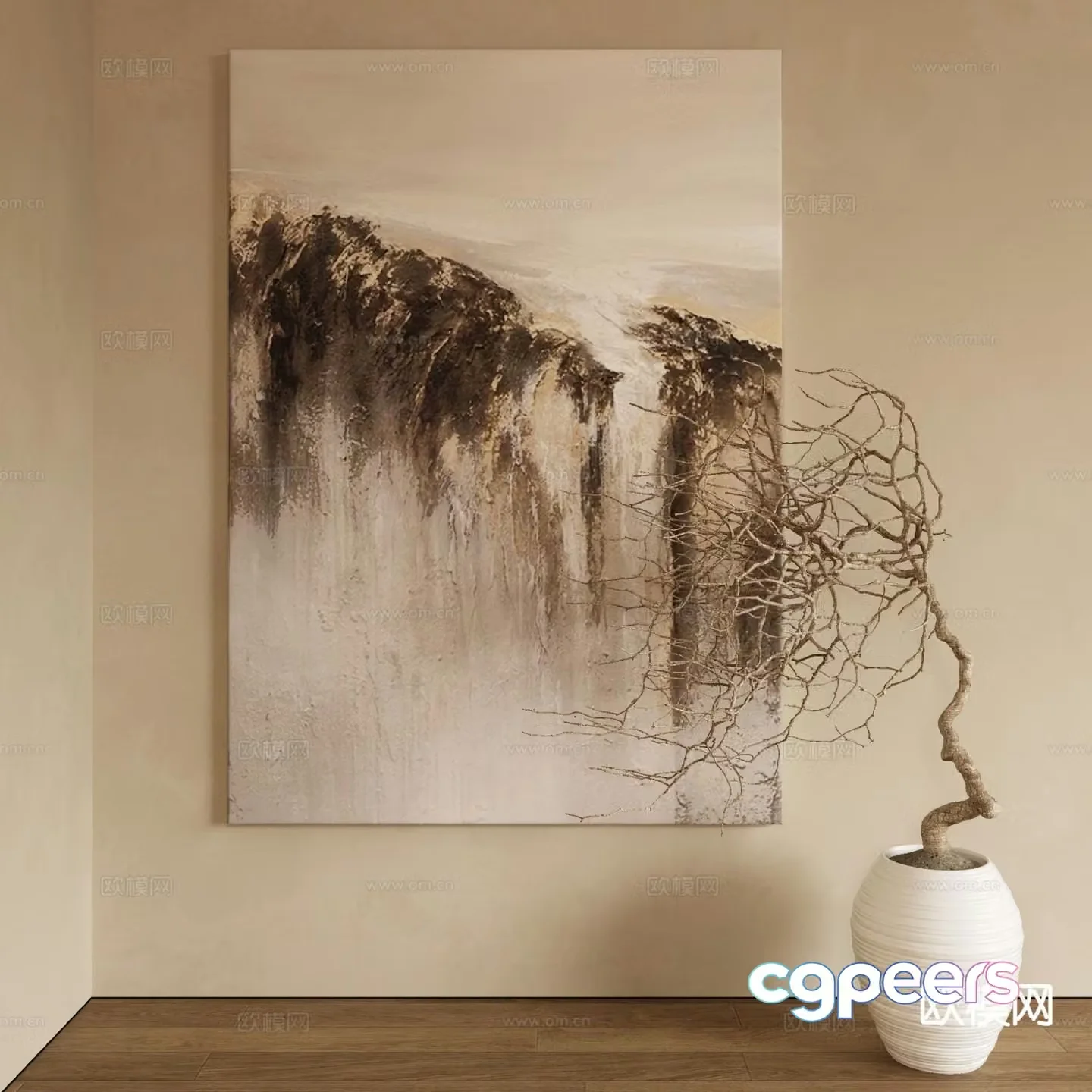 Wabi-sabi art painting texture painting decorative painting 3d model