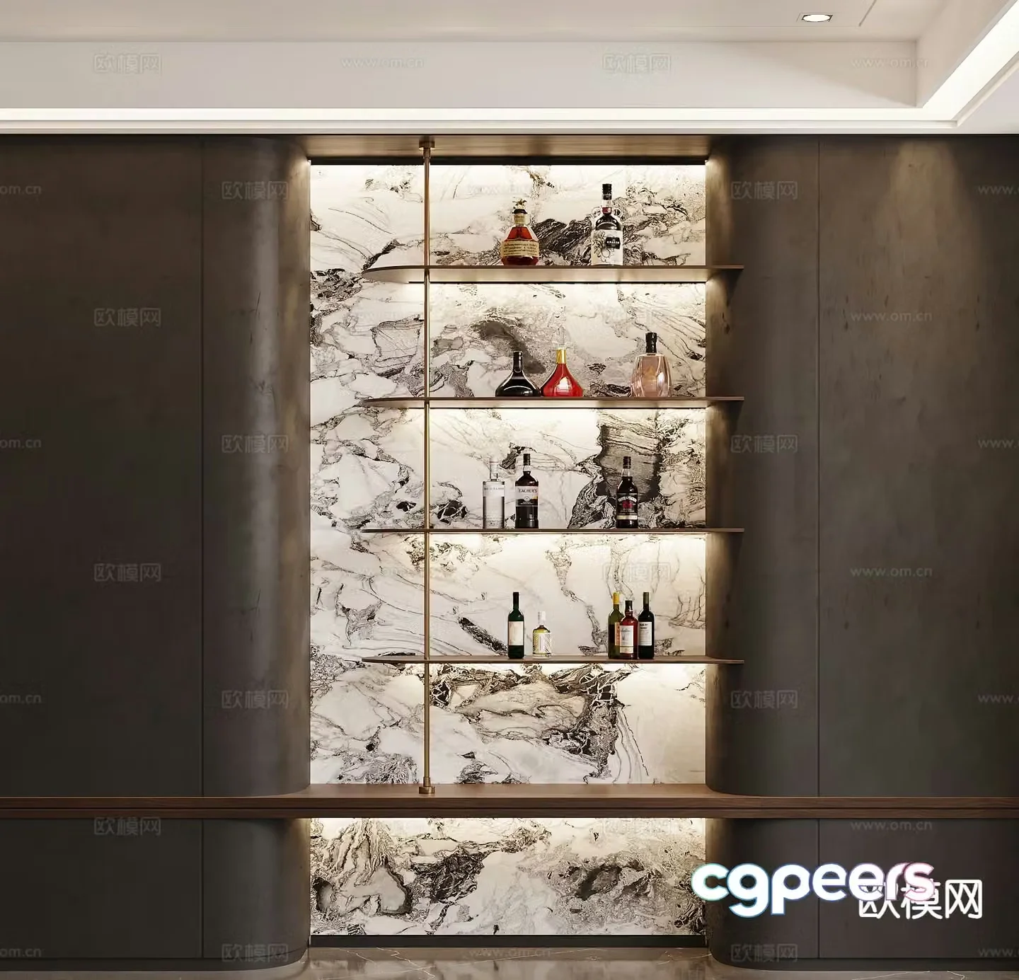 Italian wine cabinet wine rack 3D model