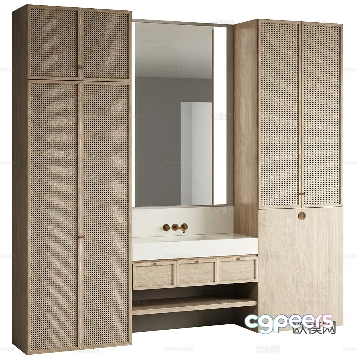 New Chinese style wabi-sabi bathroom cabinet 3D model