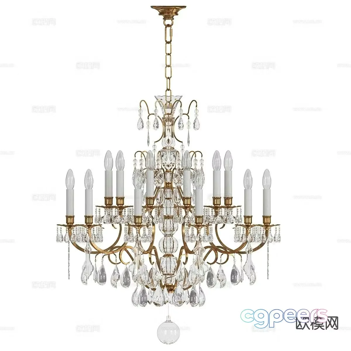 Light luxury crystal lamp hall chandelier 3D model