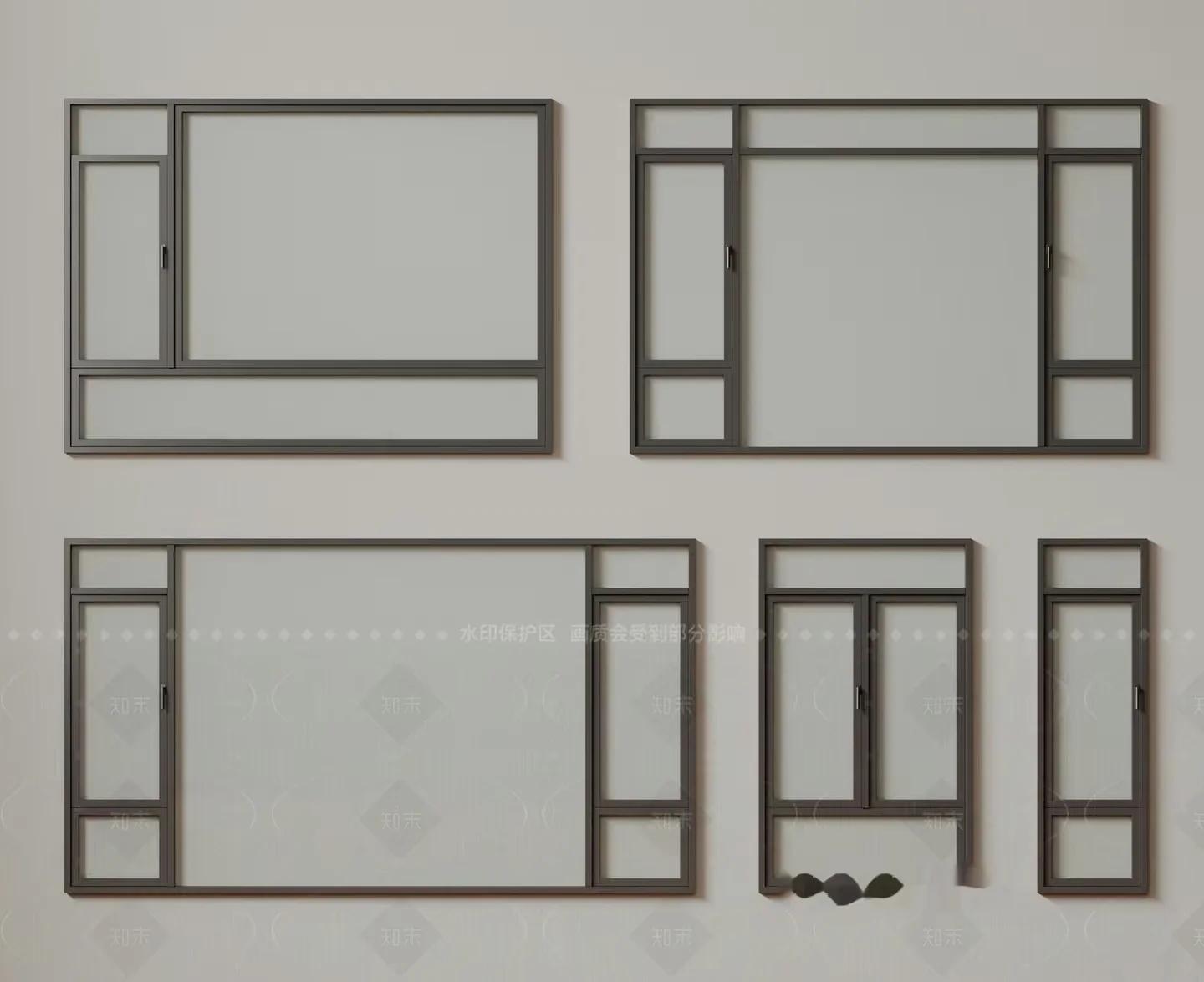 Grey Sliding Glass Door Frames 3D Model – 13400 – VRAY Render