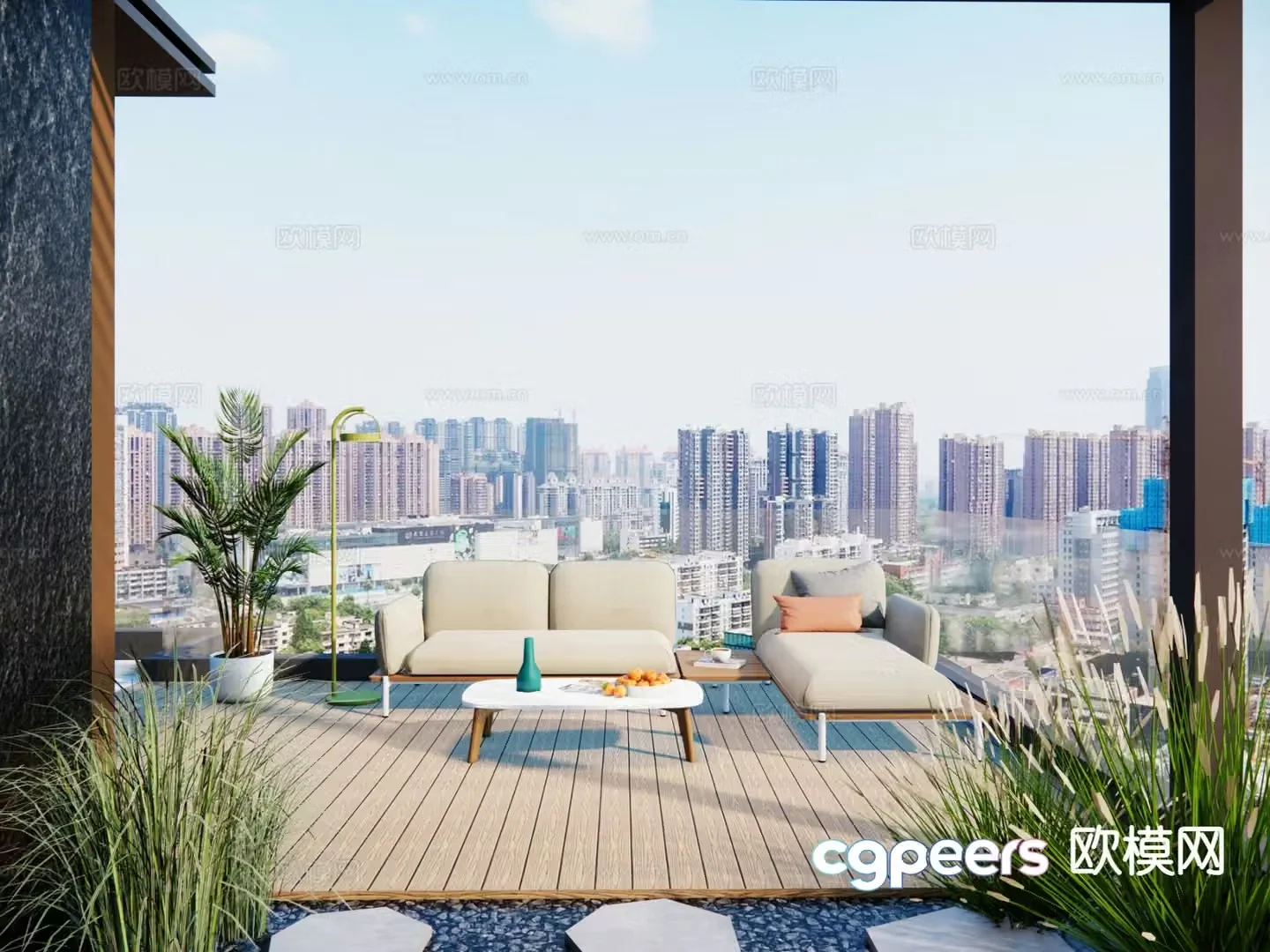 Modern rooftop sofa patio sofa outdoor sofa 3d model