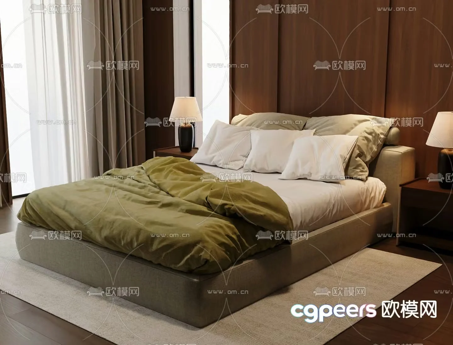 Italian double bed 3d model