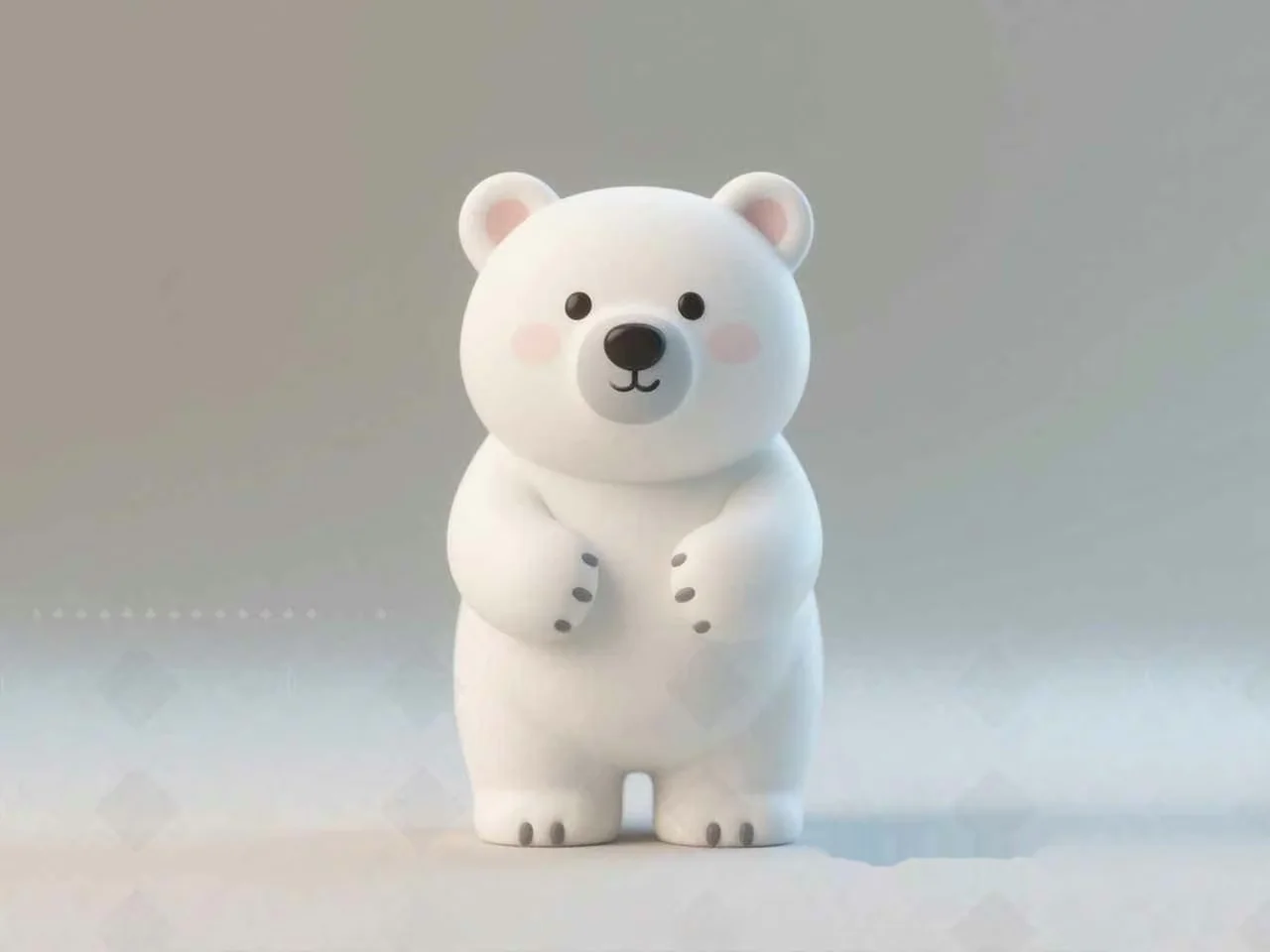 A White Ceramic Bear Figurine 3D Model – 11071 – VRAY Render