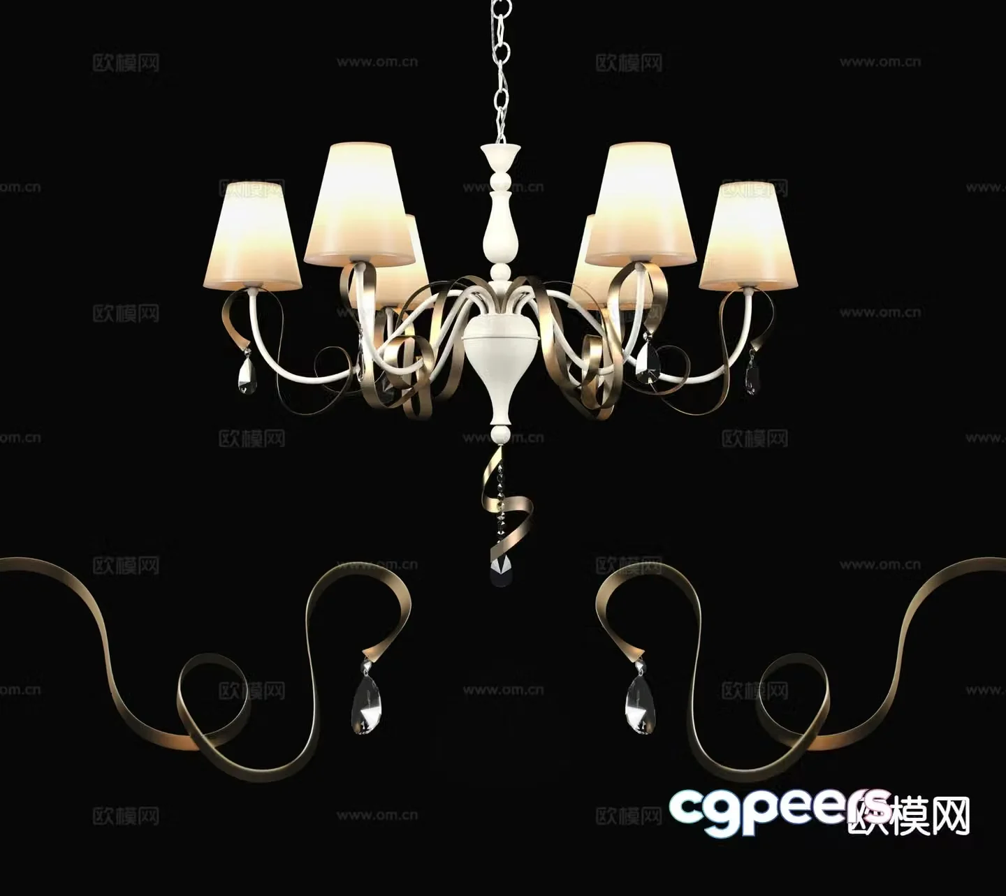European style chandelier multi-head chandelier 3d model