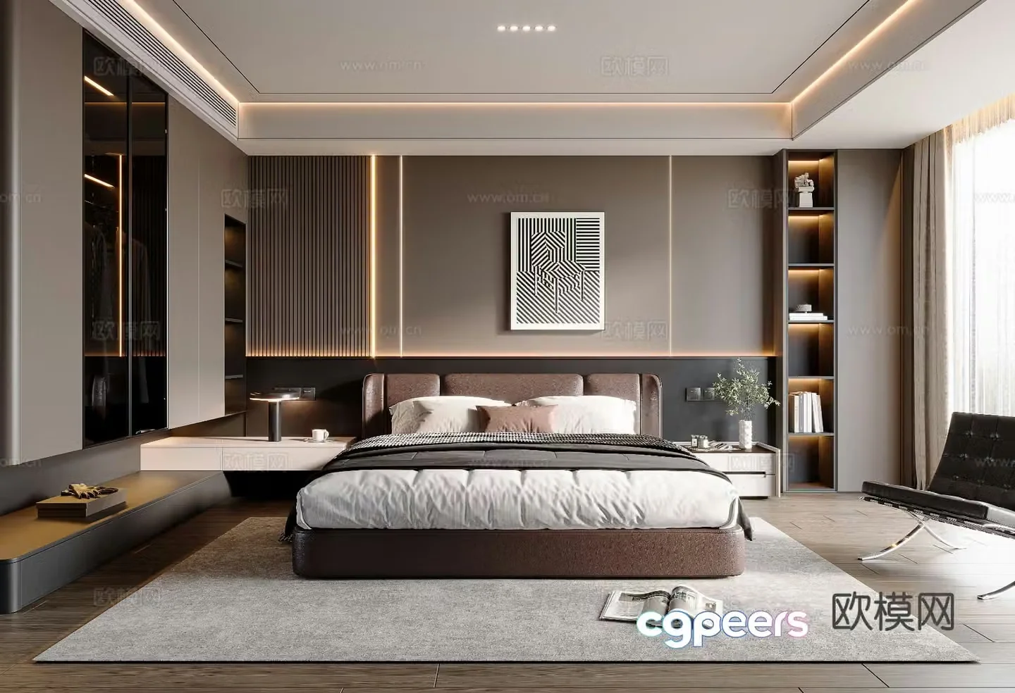 Modern bedroom master bedroom 3d model