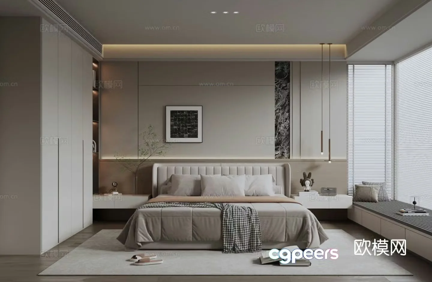 Modern minimalist home bedroom 3d model