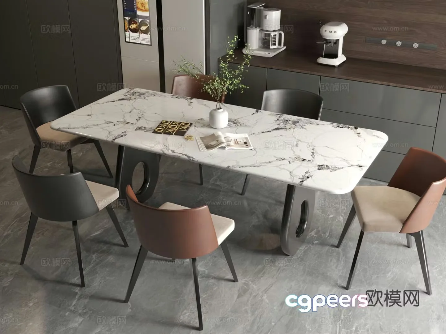 Modern dining table Italian dining table Modern Italian restaurant Dining table Dining table Dining chair 3d model